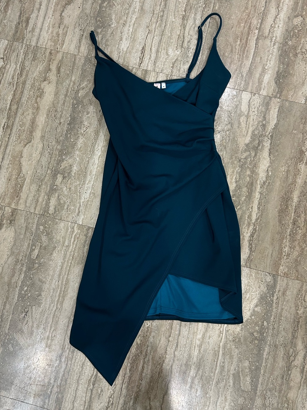 Asymmetrical Teal Slip Dress with Draped Wrap size medium from Nordstrom